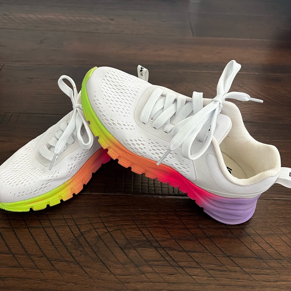 Women's White and Multicolor Athletic Shoes